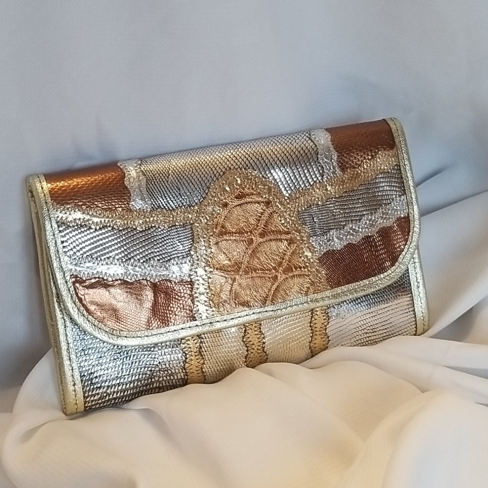 Carlos Falchi small metallic clutch